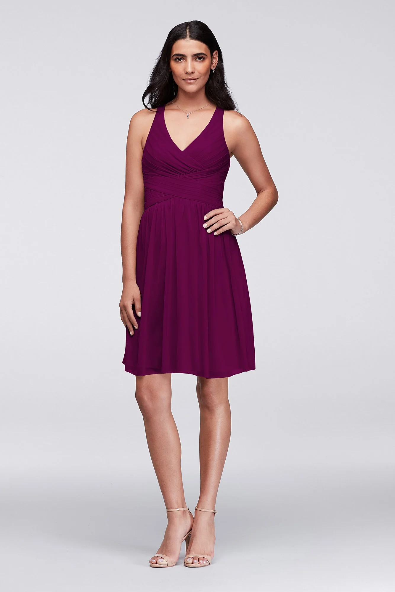 Mesh Short Bridesmaid Dress with Crisscross Back - Image 19