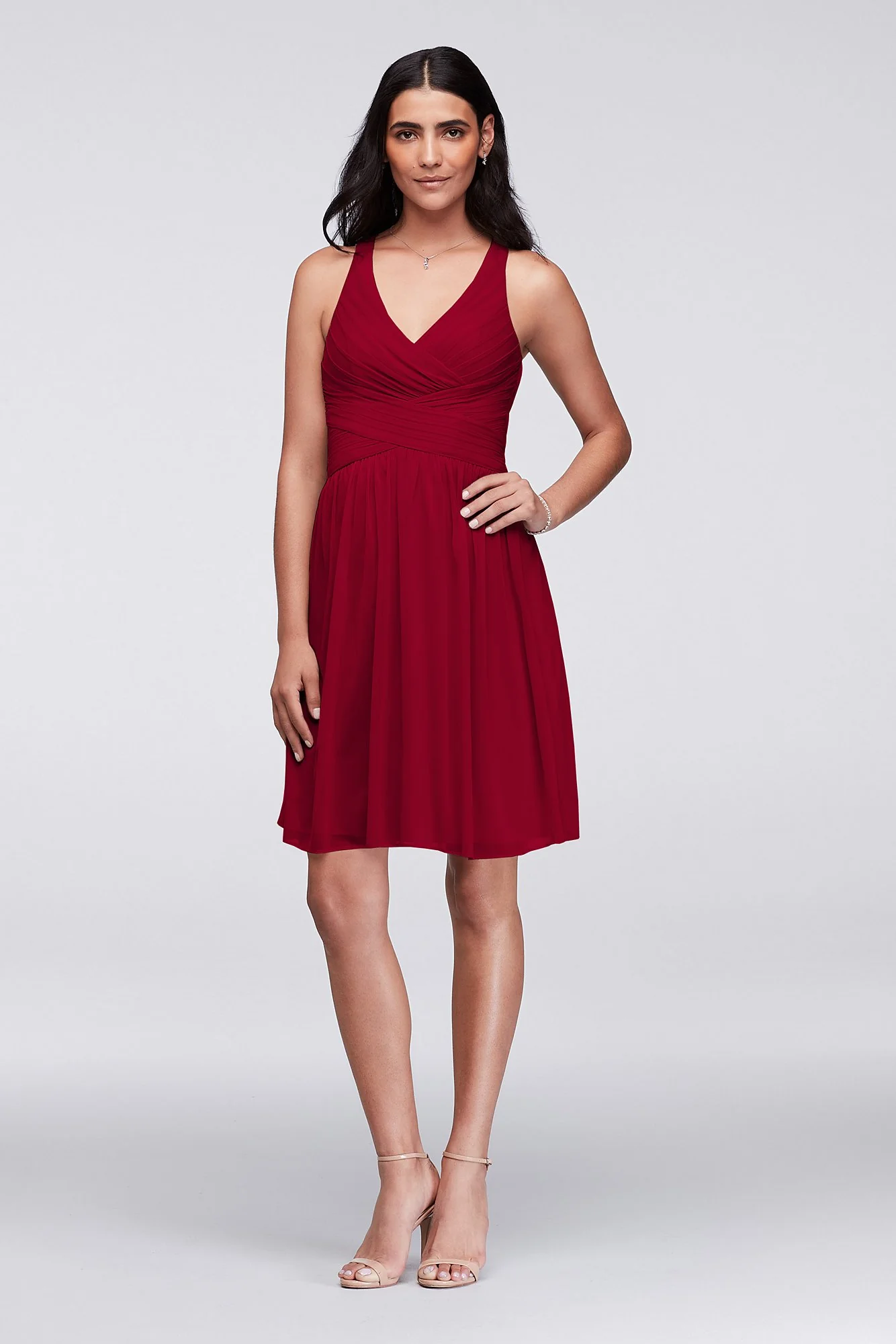 Mesh Short Bridesmaid Dress with Crisscross Back - Image 20