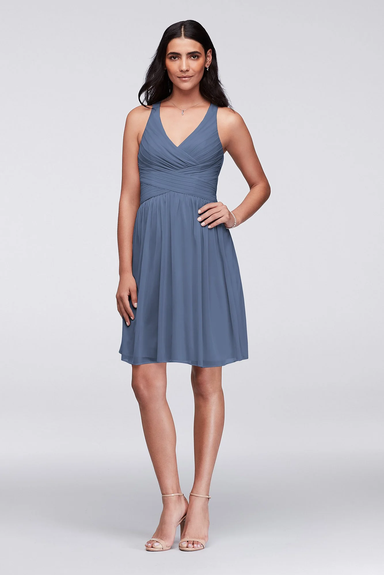 Mesh Short Bridesmaid Dress with Crisscross Back - Image 23