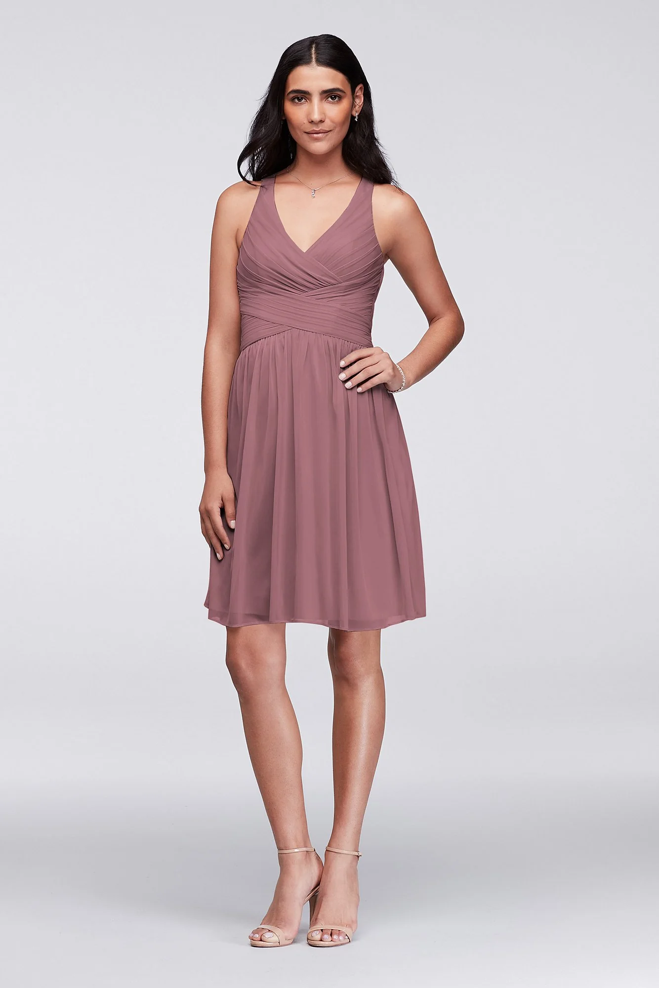 Mesh Short Bridesmaid Dress with Crisscross Back - Image 24
