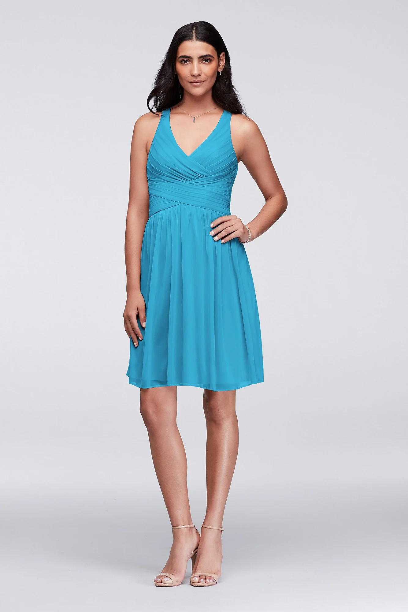 Mesh Short Bridesmaid Dress with Crisscross Back - Image 27