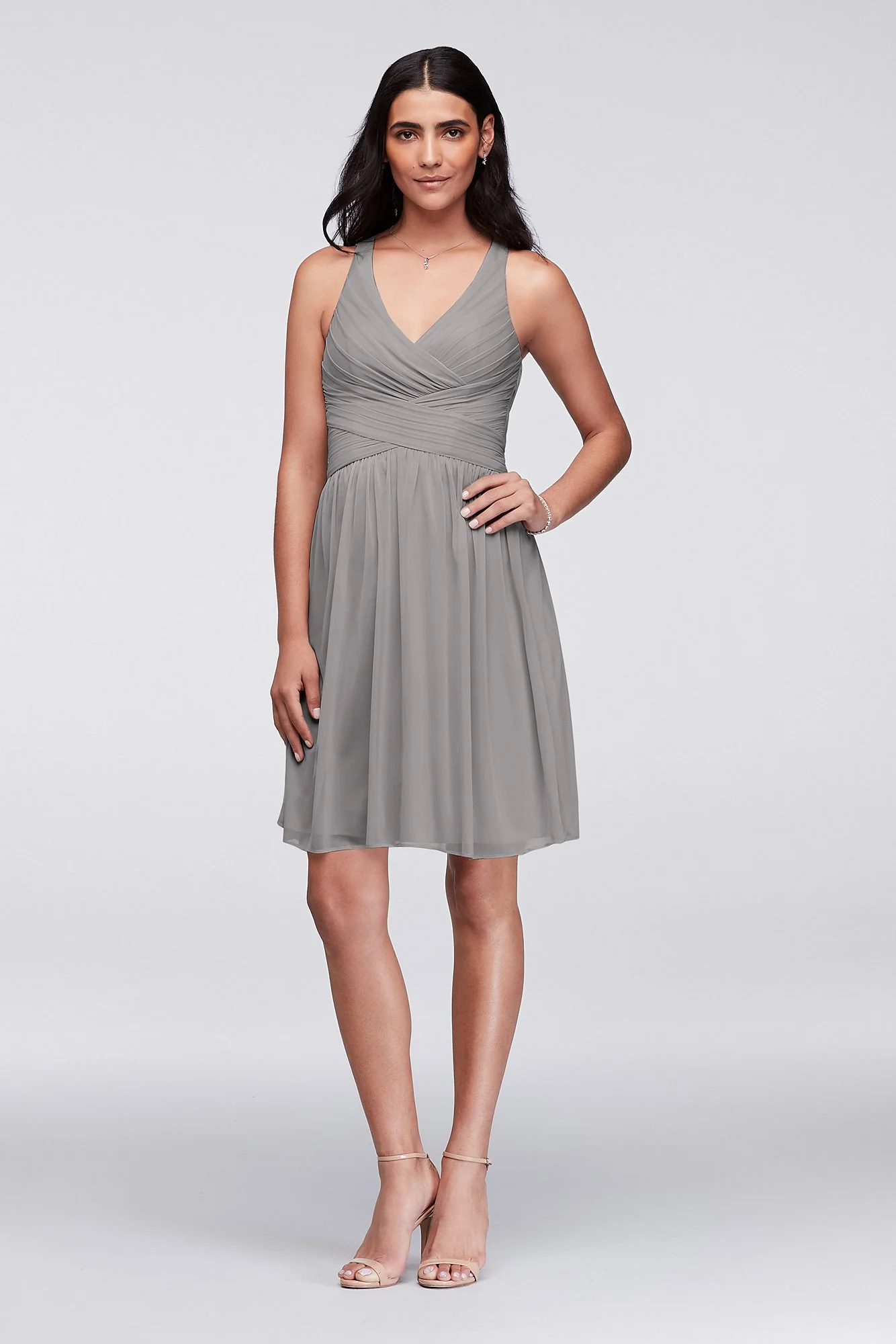 Mesh Short Bridesmaid Dress with Crisscross Back - Image 28