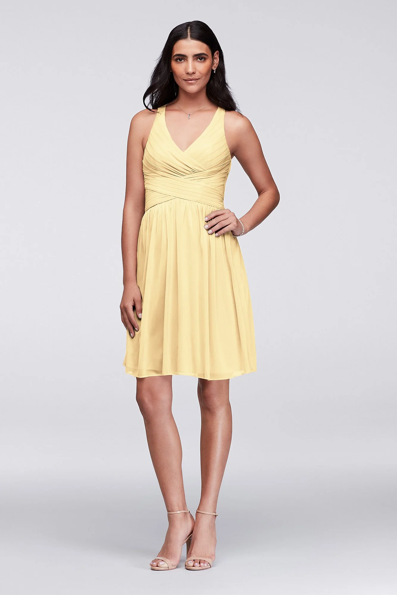 Mesh Short Bridesmaid Dress with Crisscross Back - Image 33