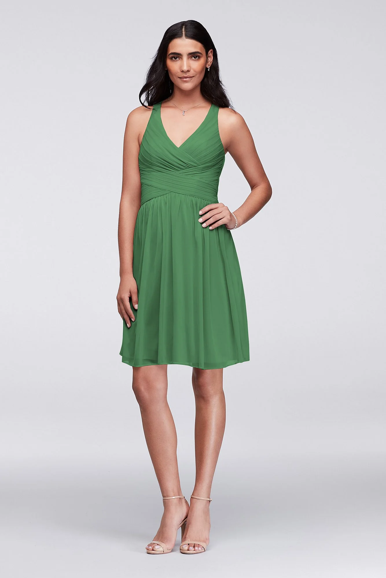 Mesh Short Bridesmaid Dress with Crisscross Back - Image 37