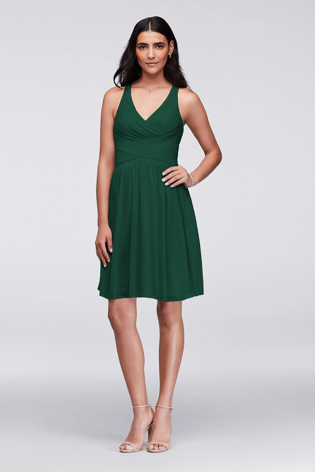 Mesh Short Bridesmaid Dress with Crisscross Back - Image 48