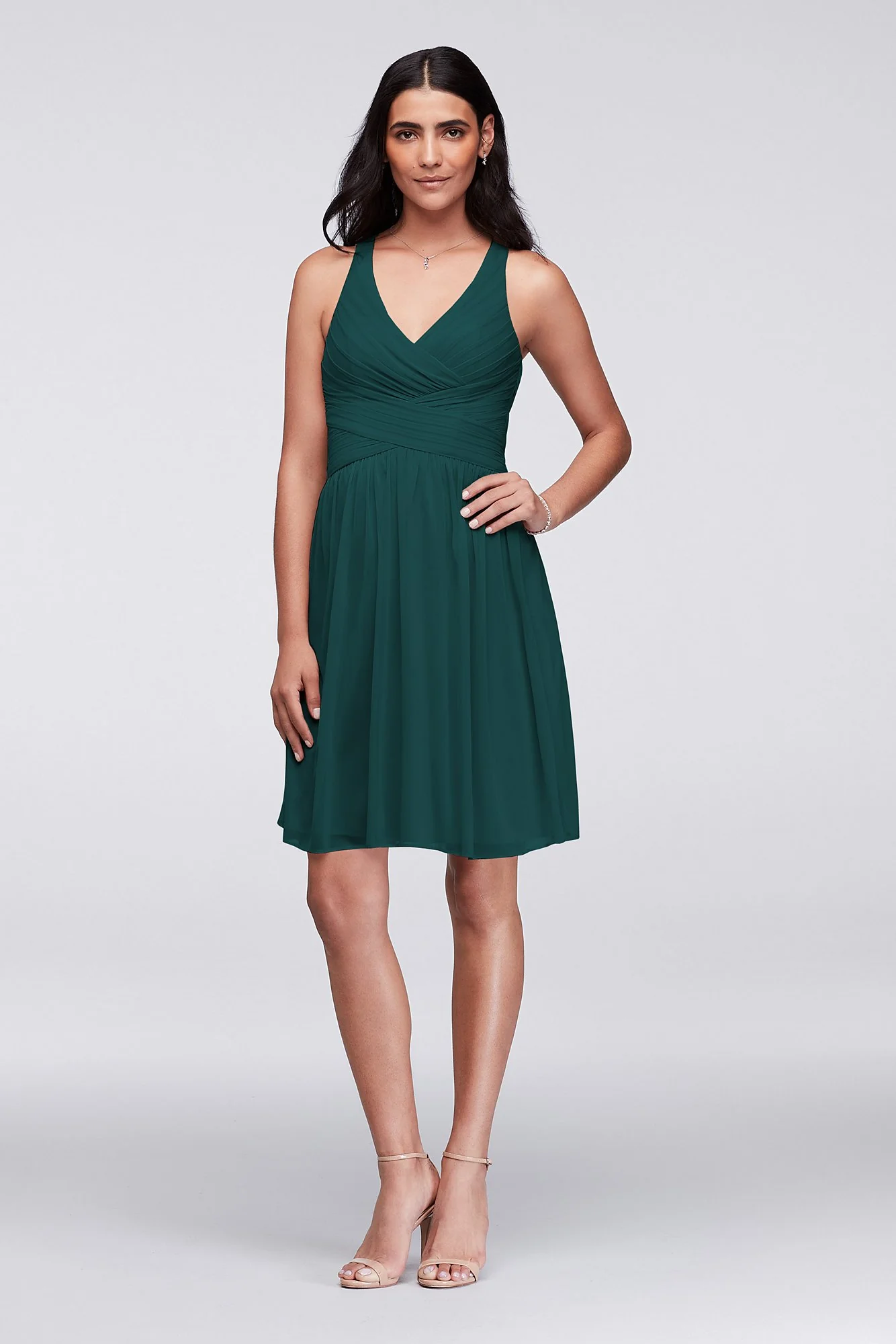 Mesh Short Bridesmaid Dress with Crisscross Back - Image 62