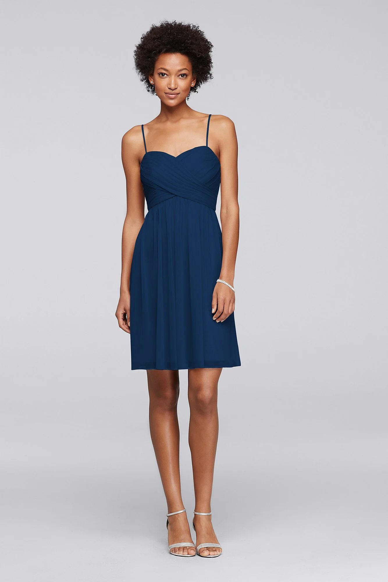 Mesh Short Bridesmaid Dress with Spaghetti Straps - Image 14