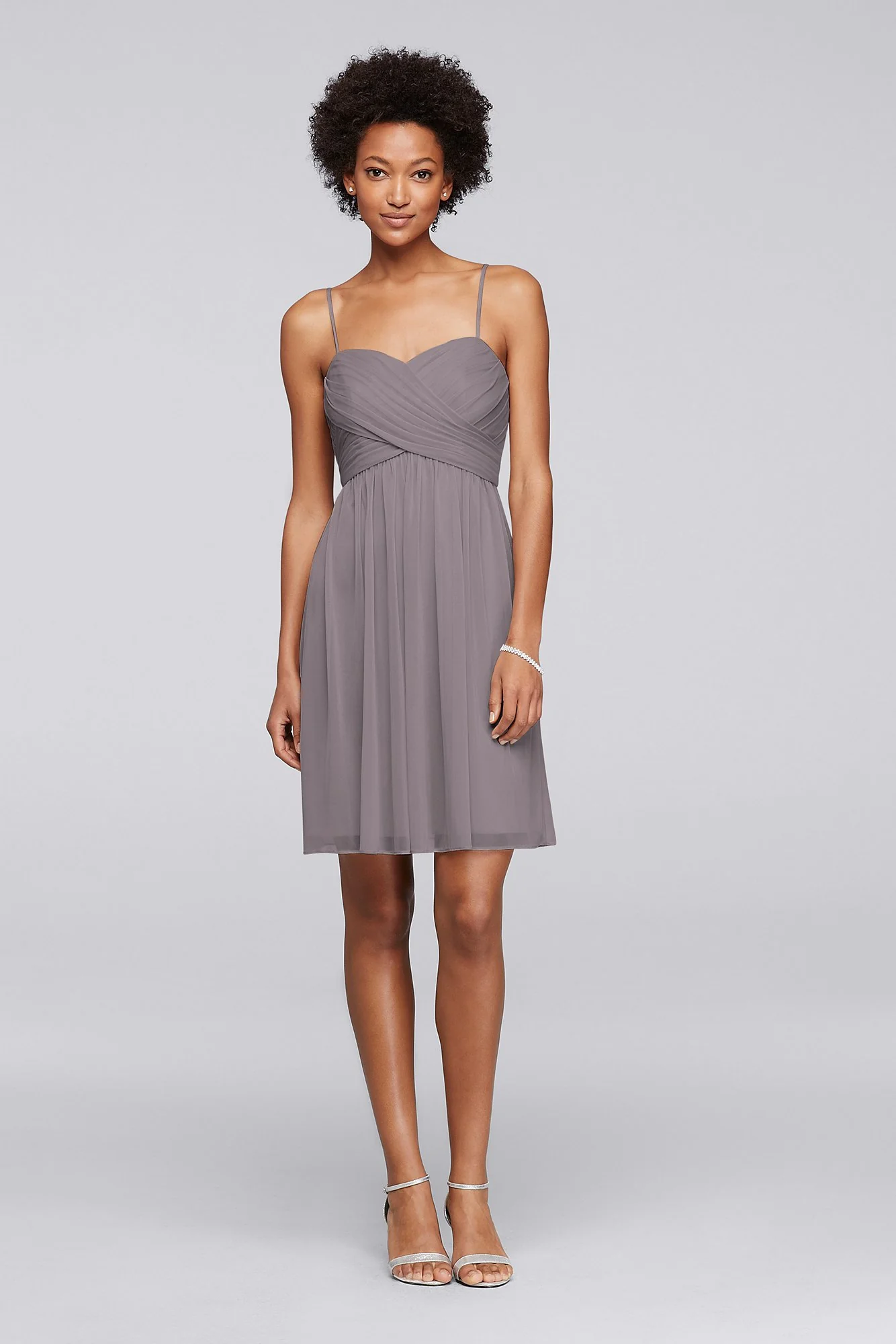 Mesh Short Bridesmaid Dress with Spaghetti Straps - Image 15