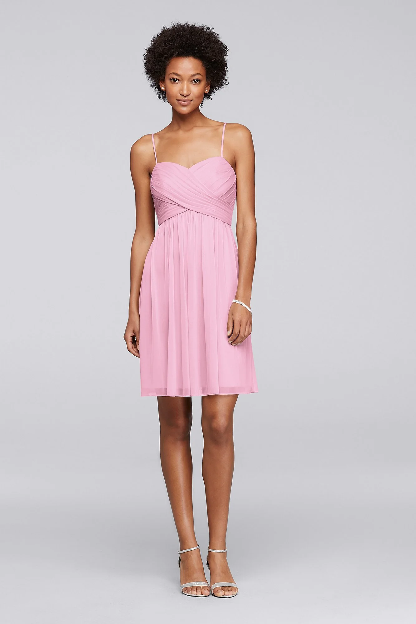 Mesh Short Bridesmaid Dress with Spaghetti Straps - Image 20