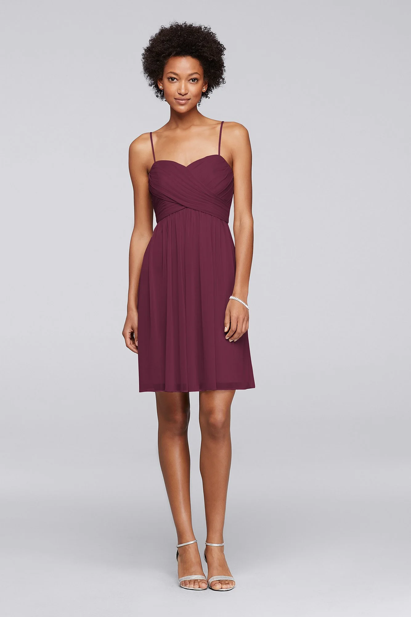 Mesh Short Bridesmaid Dress with Spaghetti Straps - Image 21