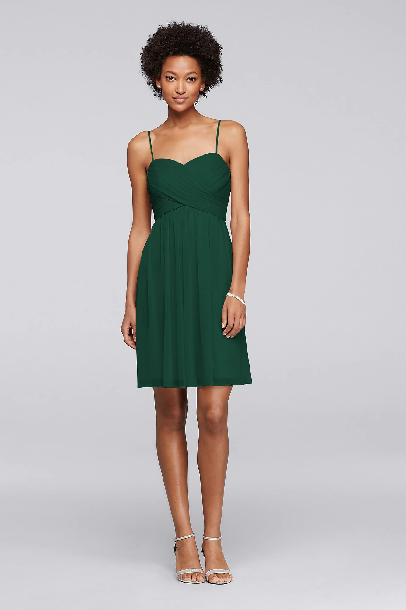 Mesh Short Bridesmaid Dress with Spaghetti Straps - Image 22
