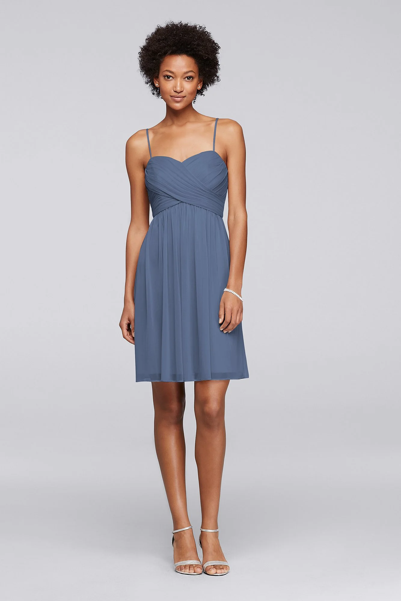 Mesh Short Bridesmaid Dress with Spaghetti Straps - Image 25