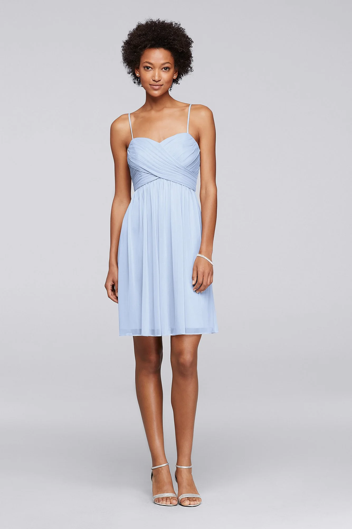 Mesh Short Bridesmaid Dress with Spaghetti Straps - Image 26
