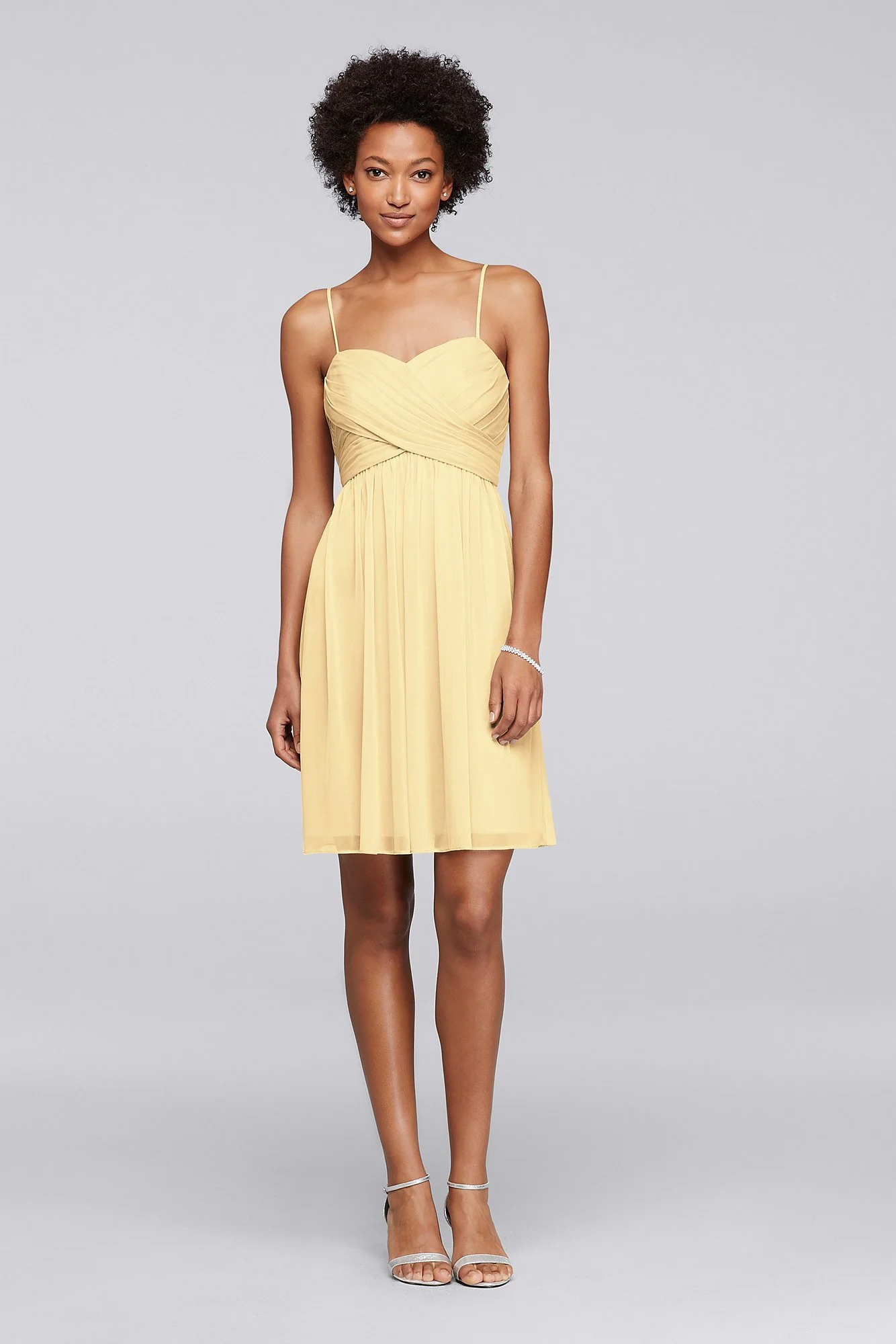 Mesh Short Bridesmaid Dress with Spaghetti Straps - Image 33