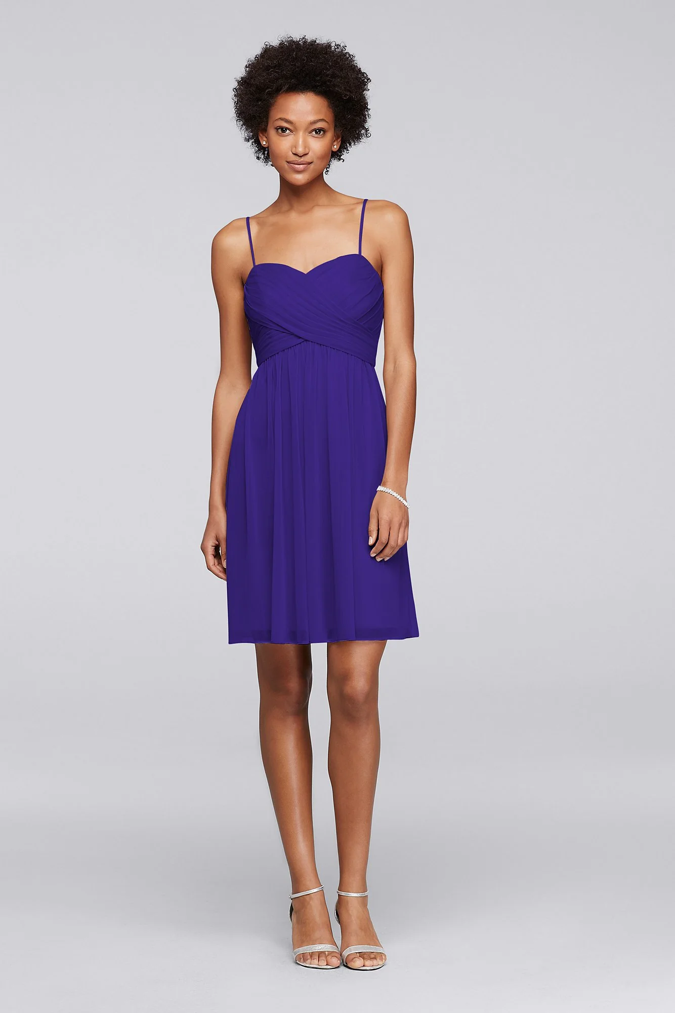 Mesh Short Bridesmaid Dress with Spaghetti Straps - Image 50