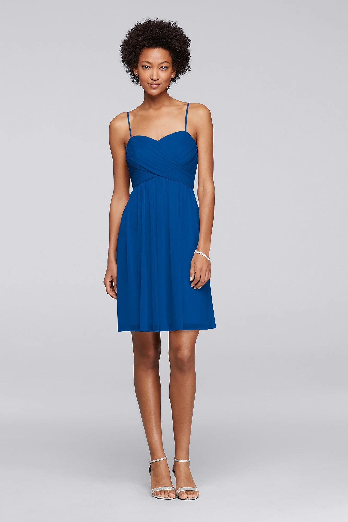 Mesh Short Bridesmaid Dress with Spaghetti Straps - Image 63