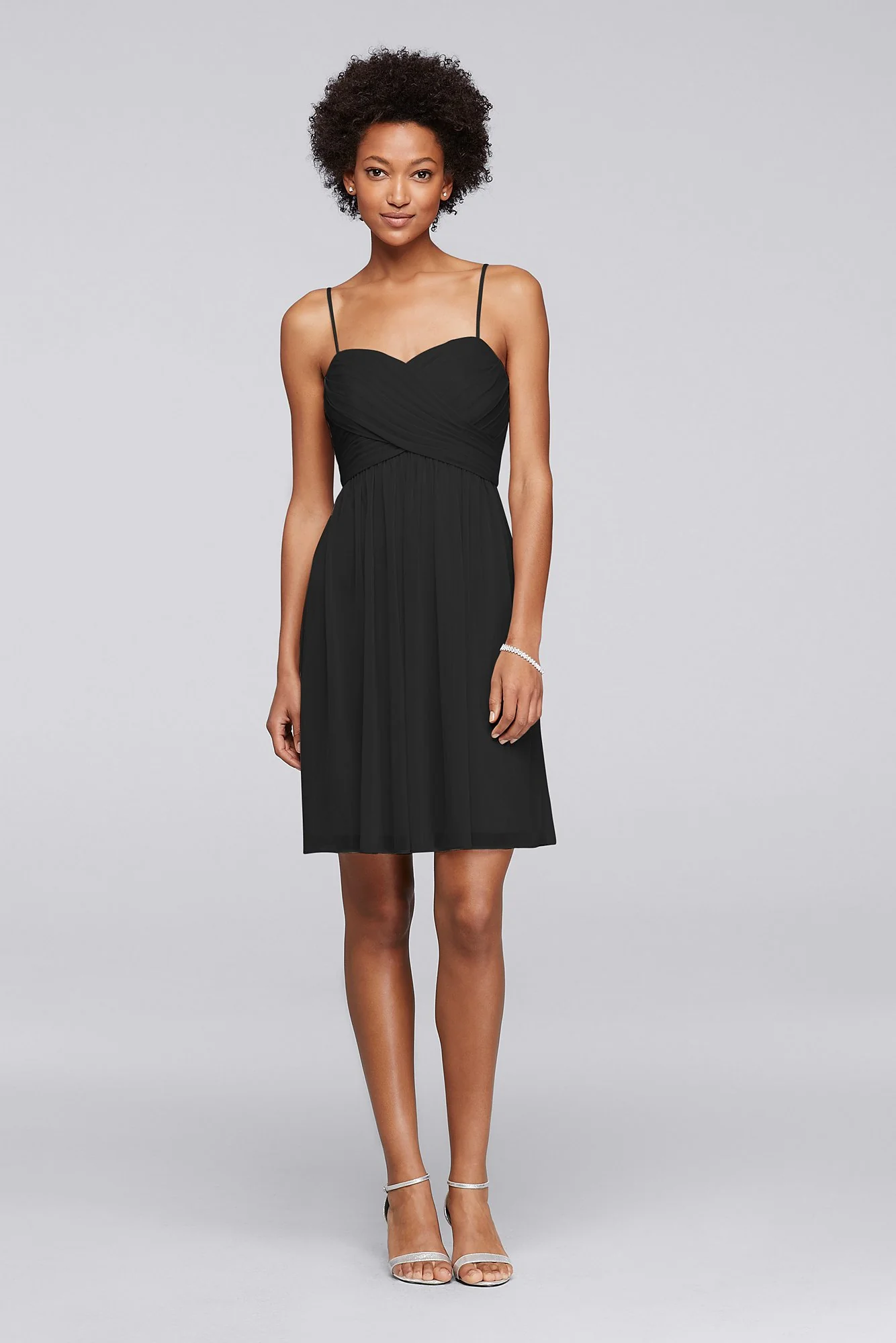 Mesh Short Bridesmaid Dress with Spaghetti Straps - Image 71