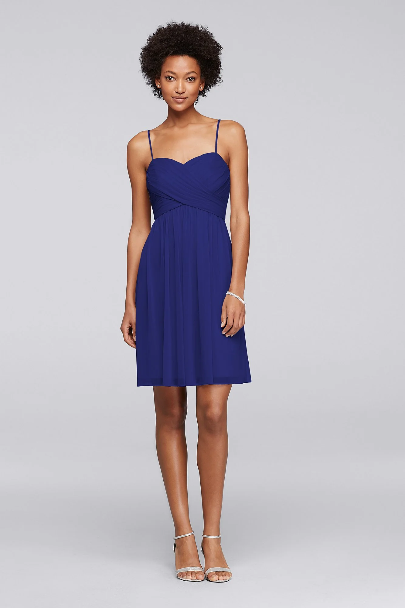 Mesh Short Bridesmaid Dress with Spaghetti Straps - Image 75