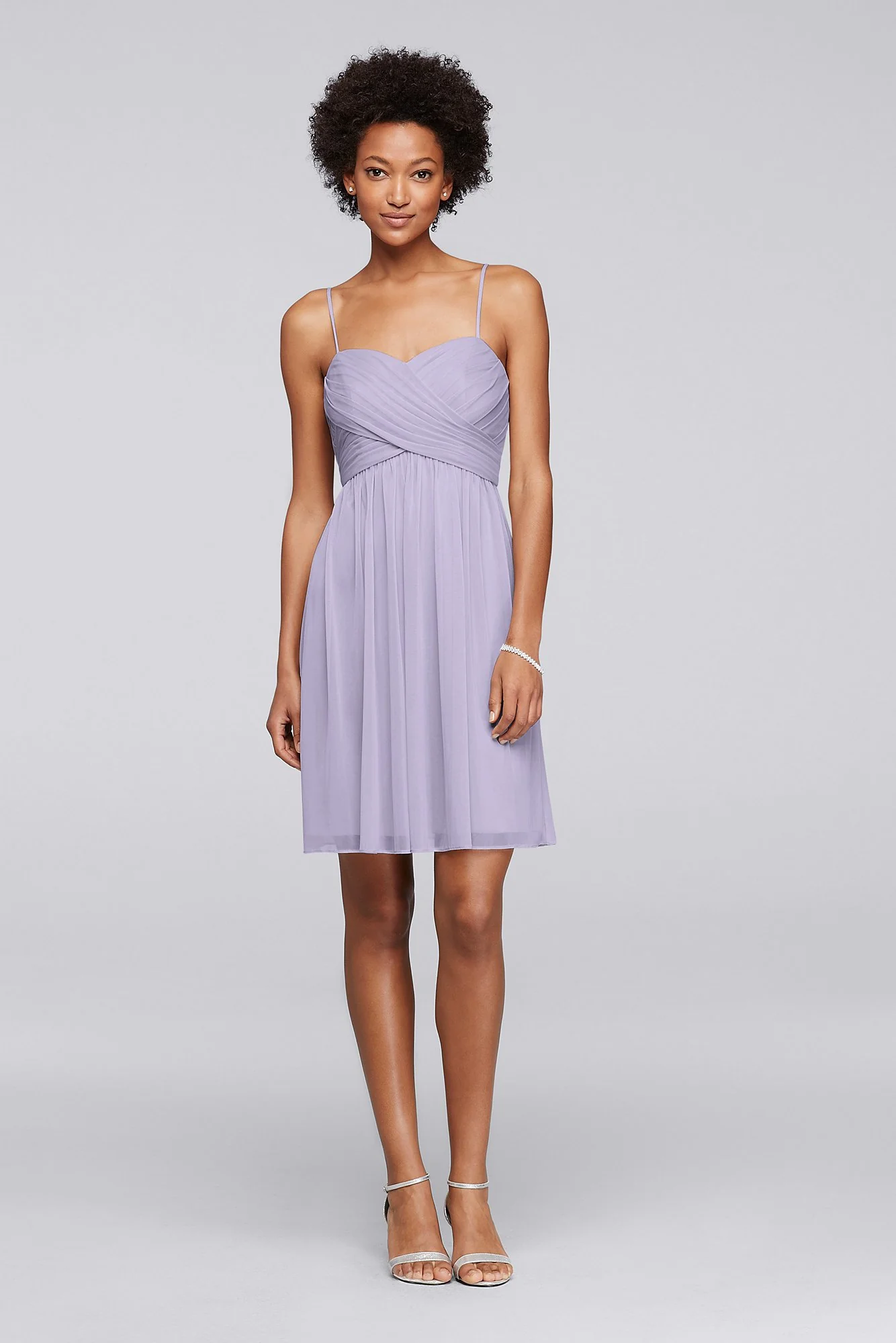 Mesh Short Bridesmaid Dress with Spaghetti Straps - Image 82