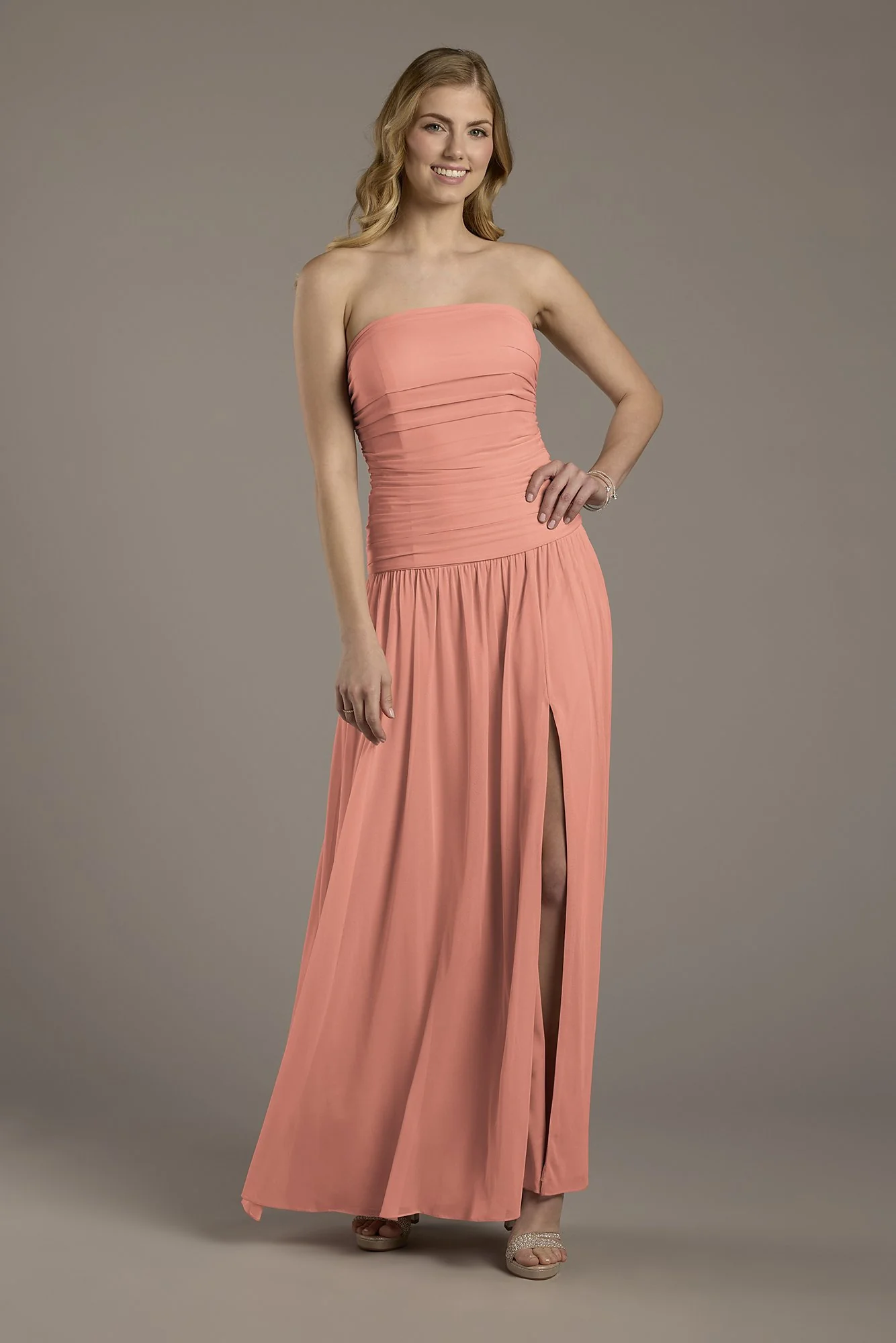Mesh Strapless Drop Waist Dress - Image 13