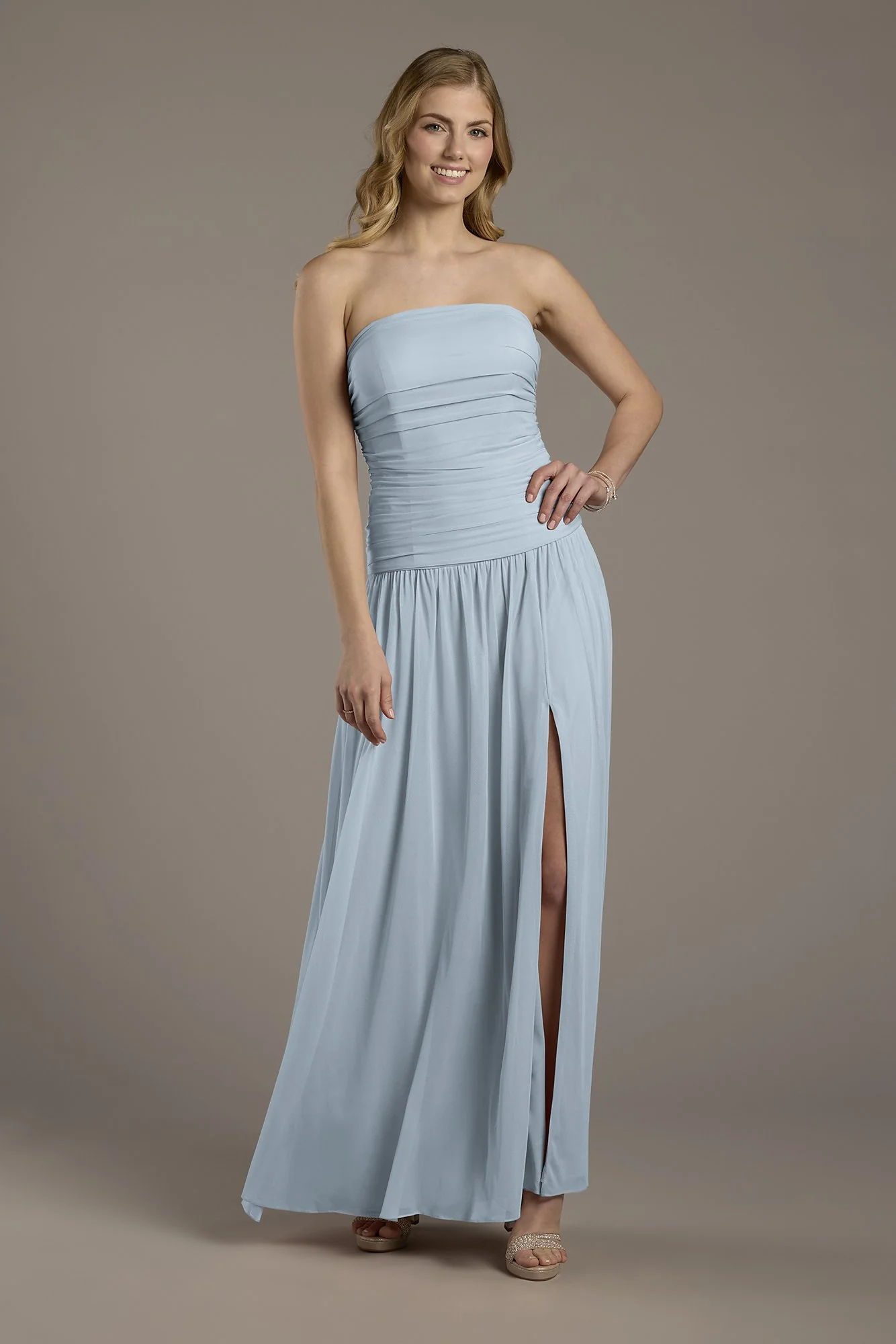 Mesh Strapless Drop Waist Dress - Image 14