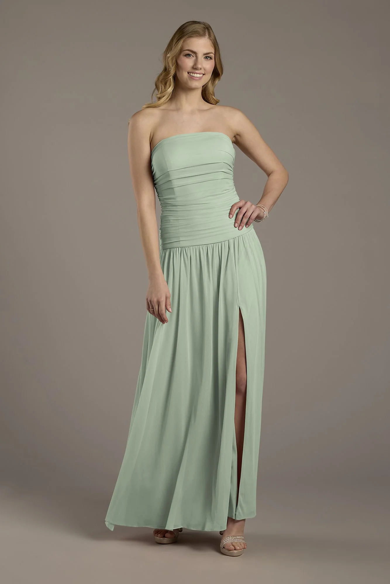 Mesh Strapless Drop Waist Dress - Image 15