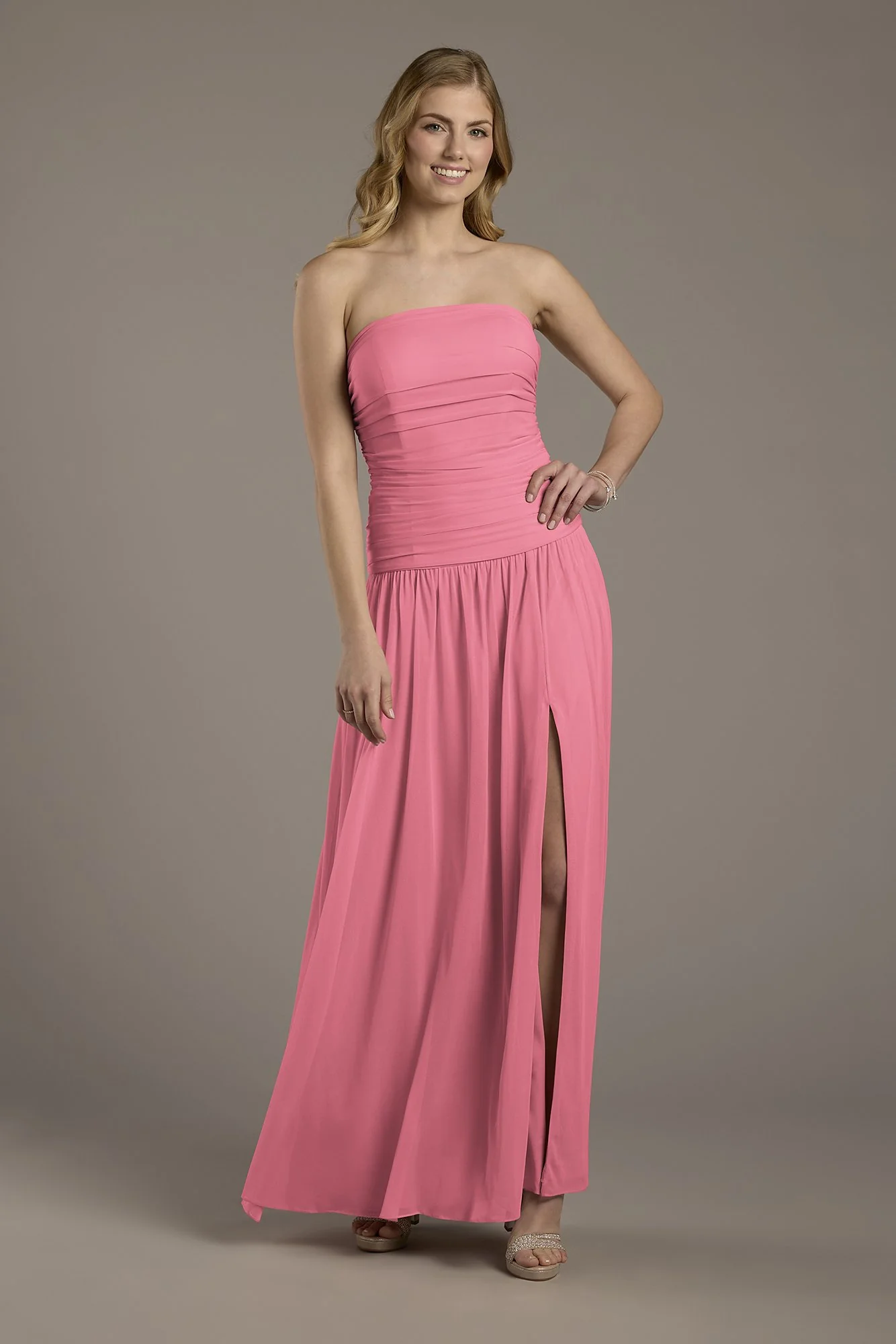 Mesh Strapless Drop Waist Dress - Image 17