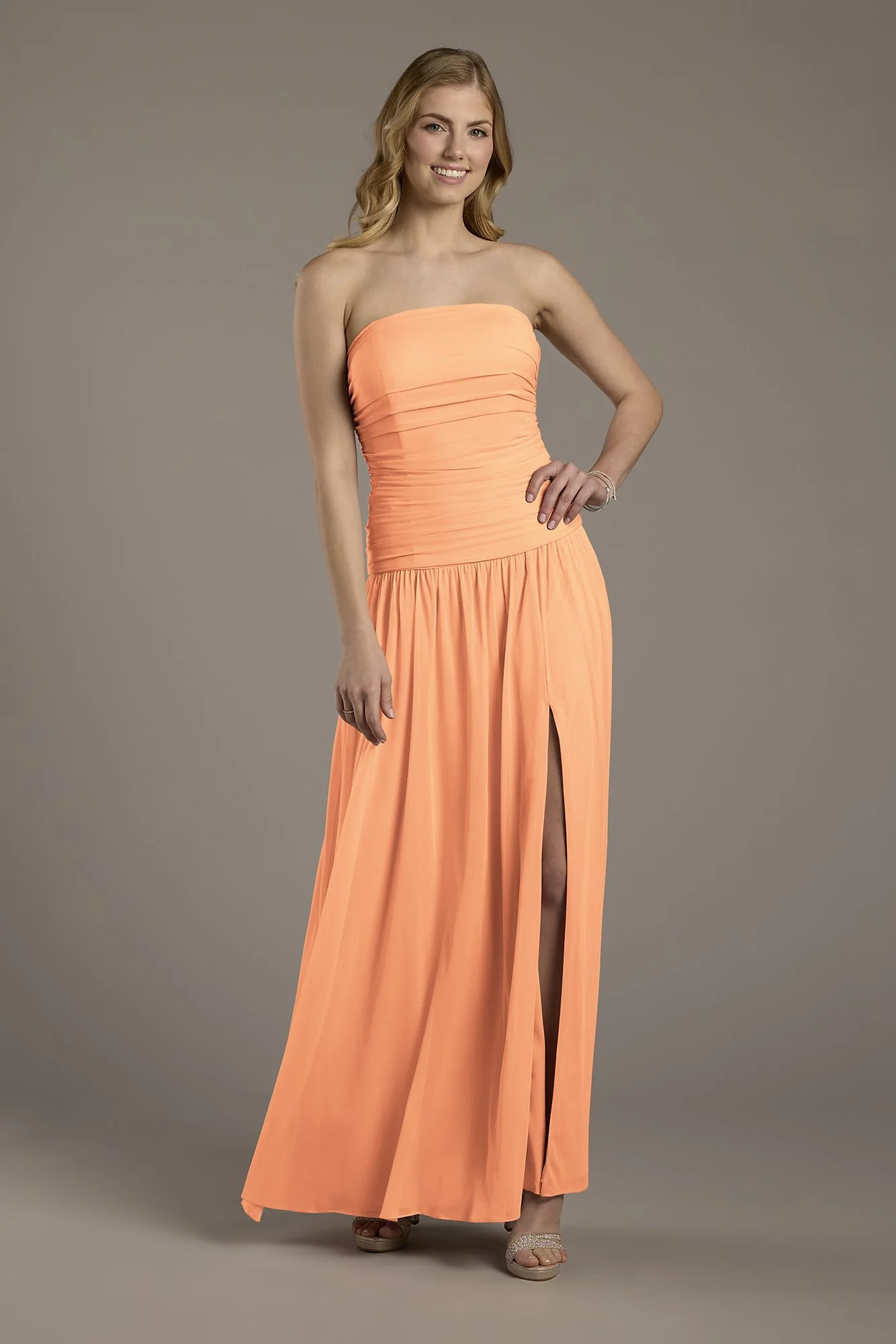 Mesh Strapless Drop Waist Dress - Image 20