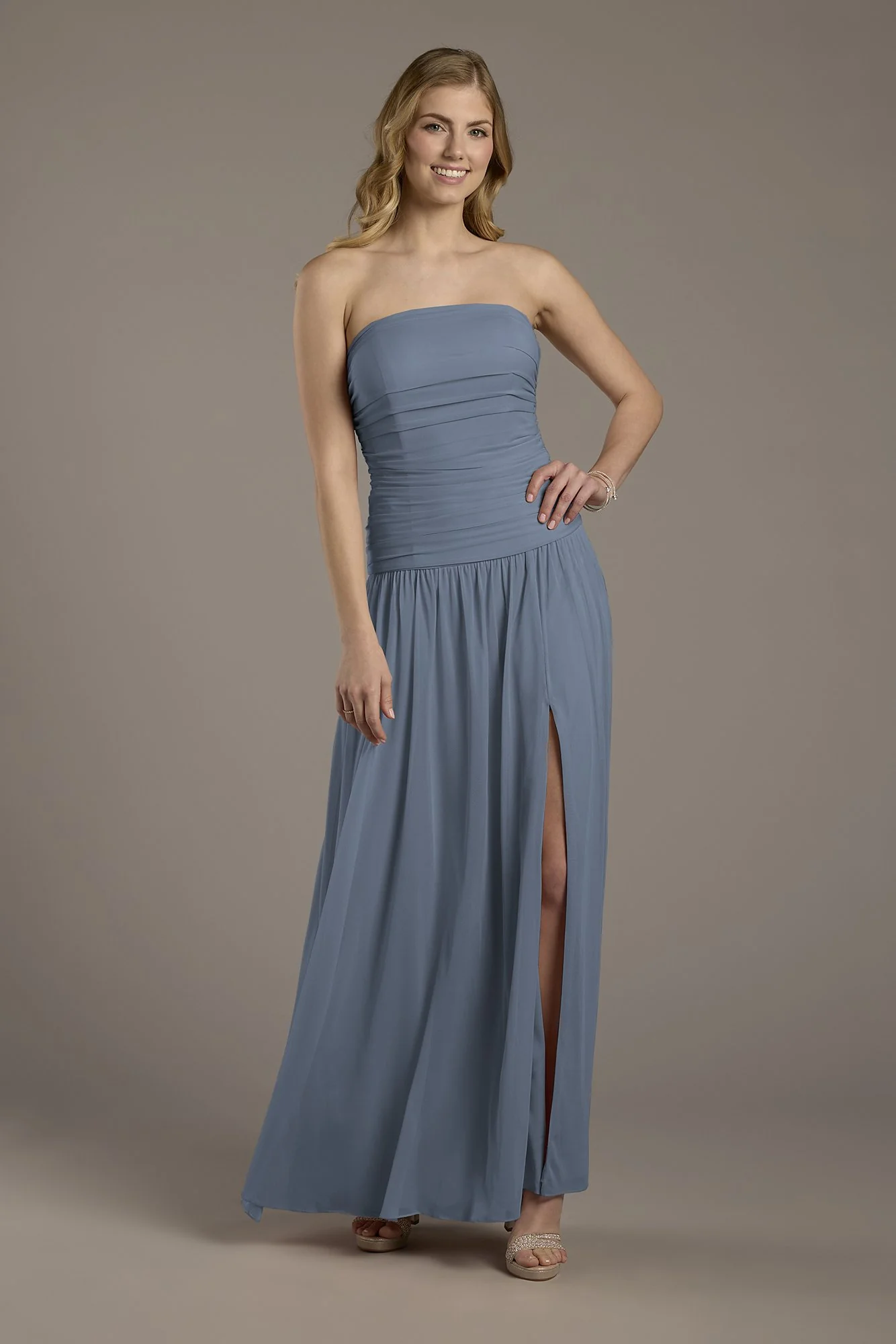 Mesh Strapless Drop Waist Dress - Image 24