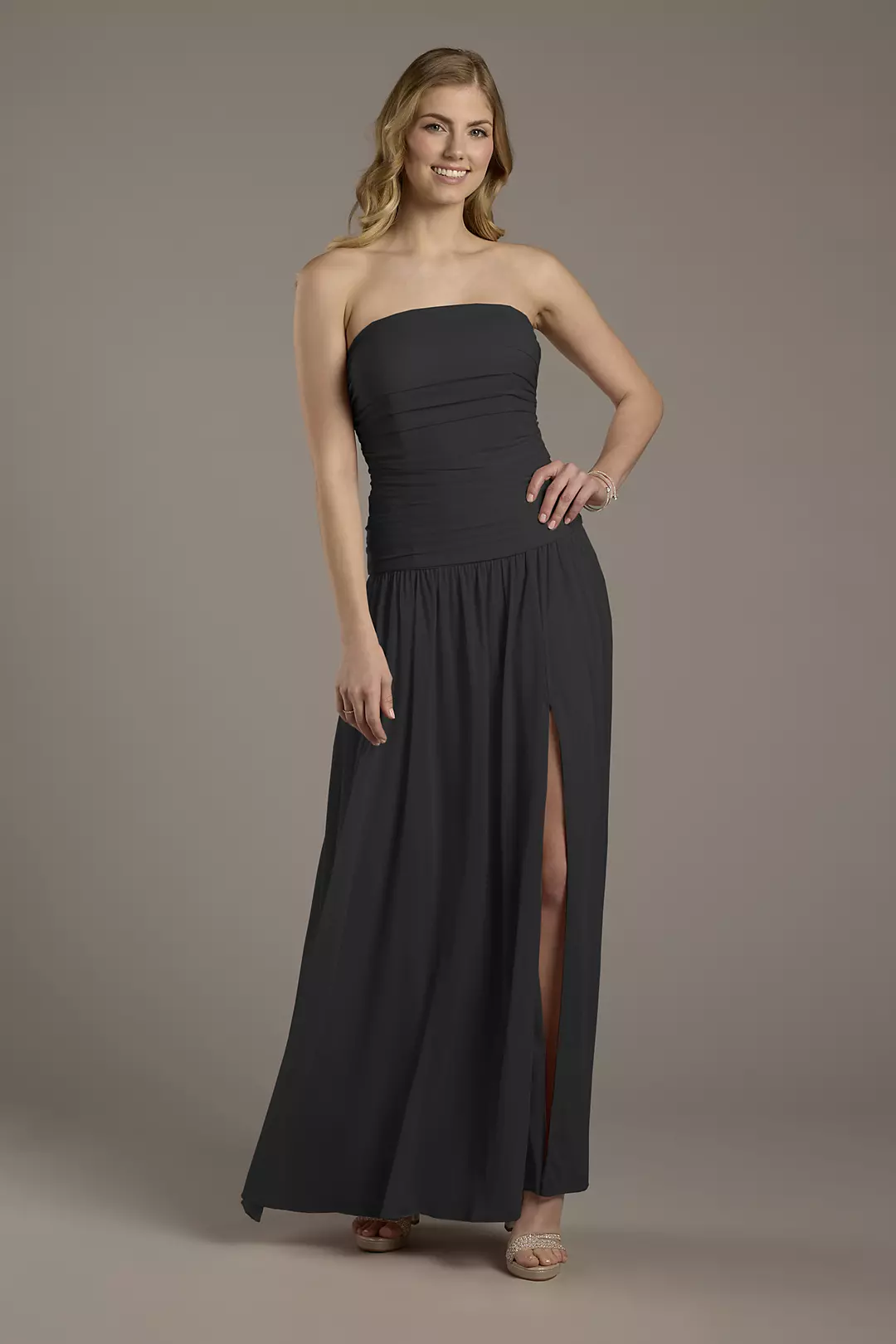 Mesh Strapless Drop Waist Dress - Image 29