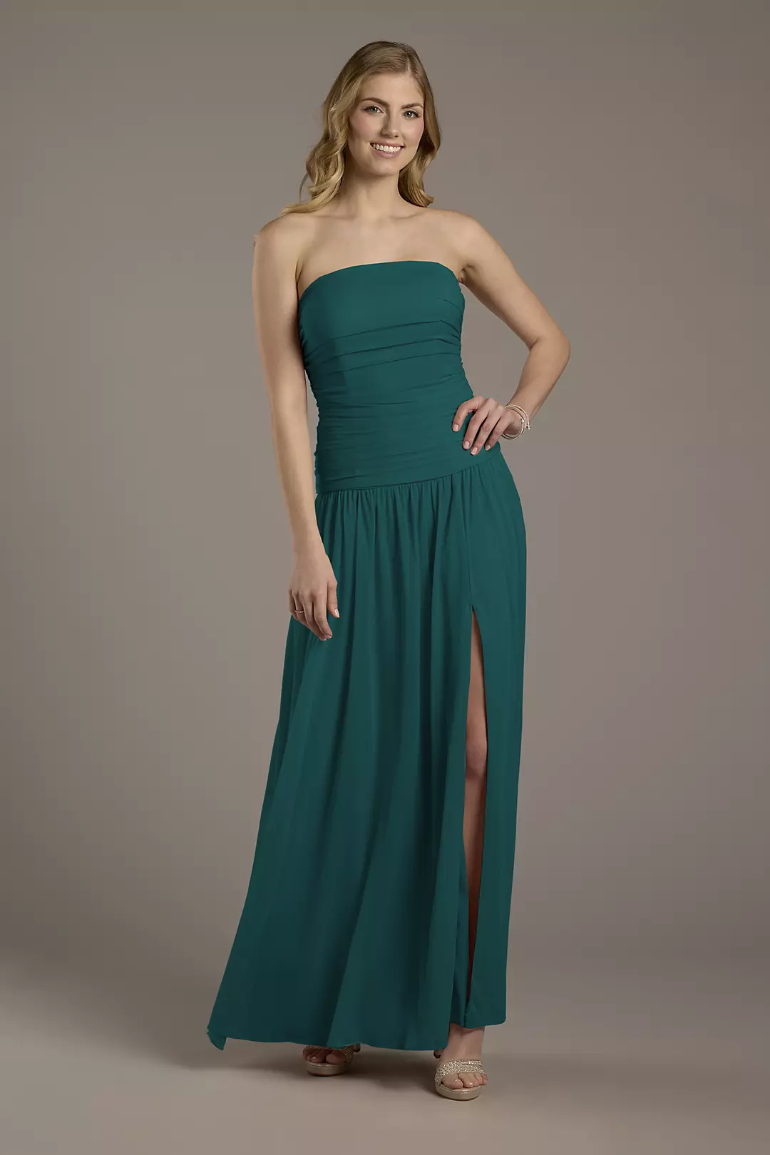 Mesh Strapless Drop Waist Dress - Image 30