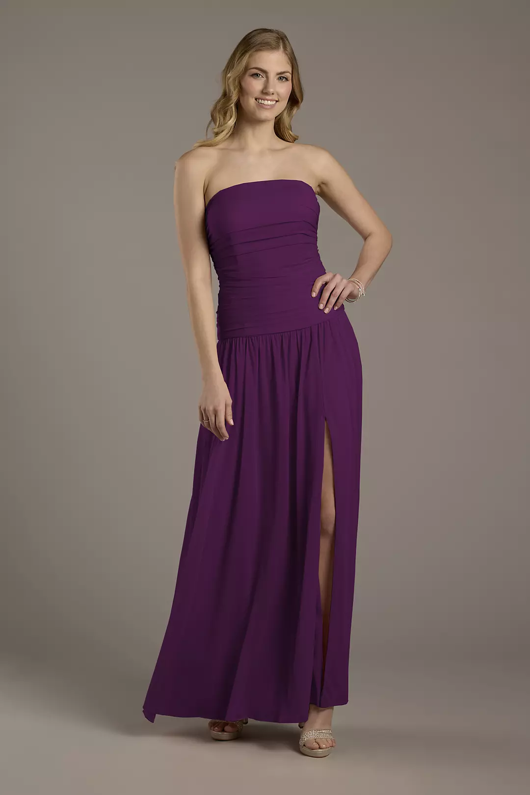 Mesh Strapless Drop Waist Dress - Image 37