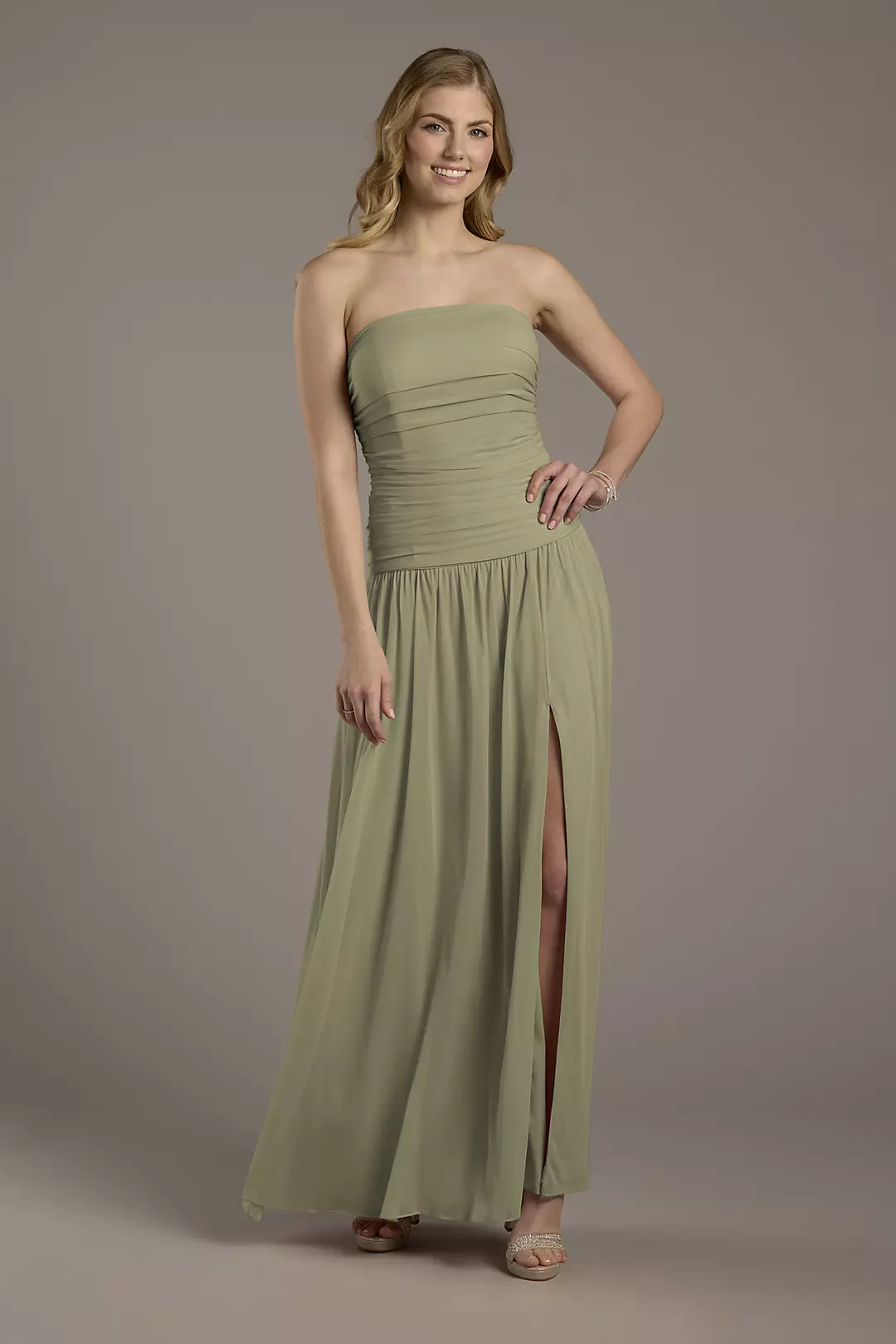 Mesh Strapless Drop Waist Dress - Image 38