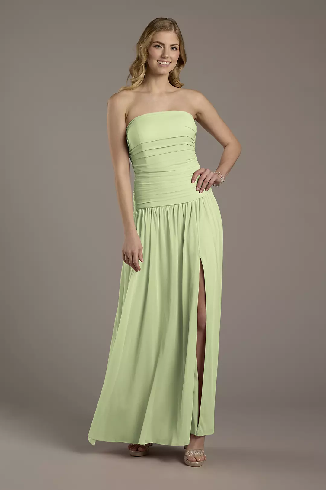 Mesh Strapless Drop Waist Dress - Image 40