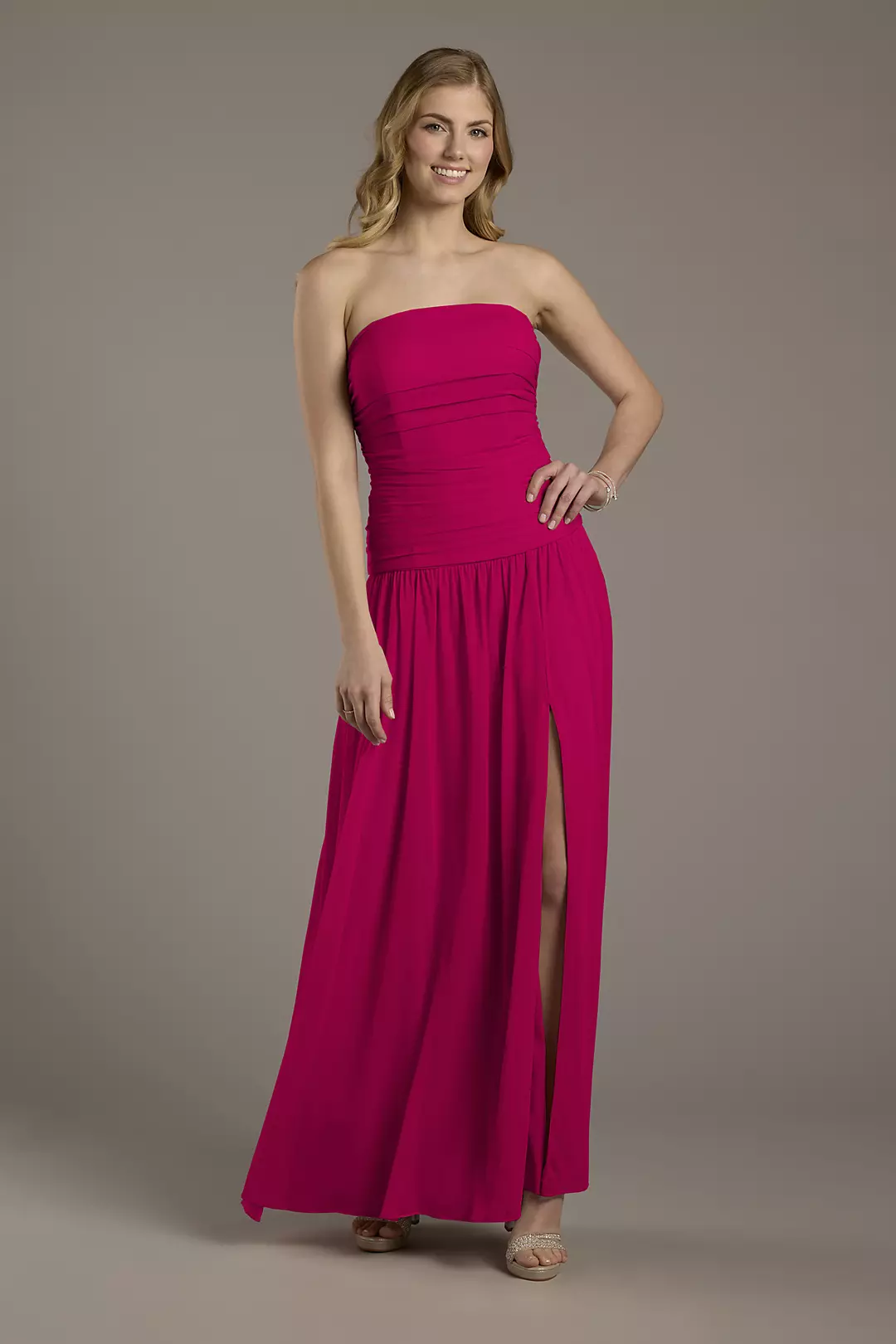 Mesh Strapless Drop Waist Dress - Image 41