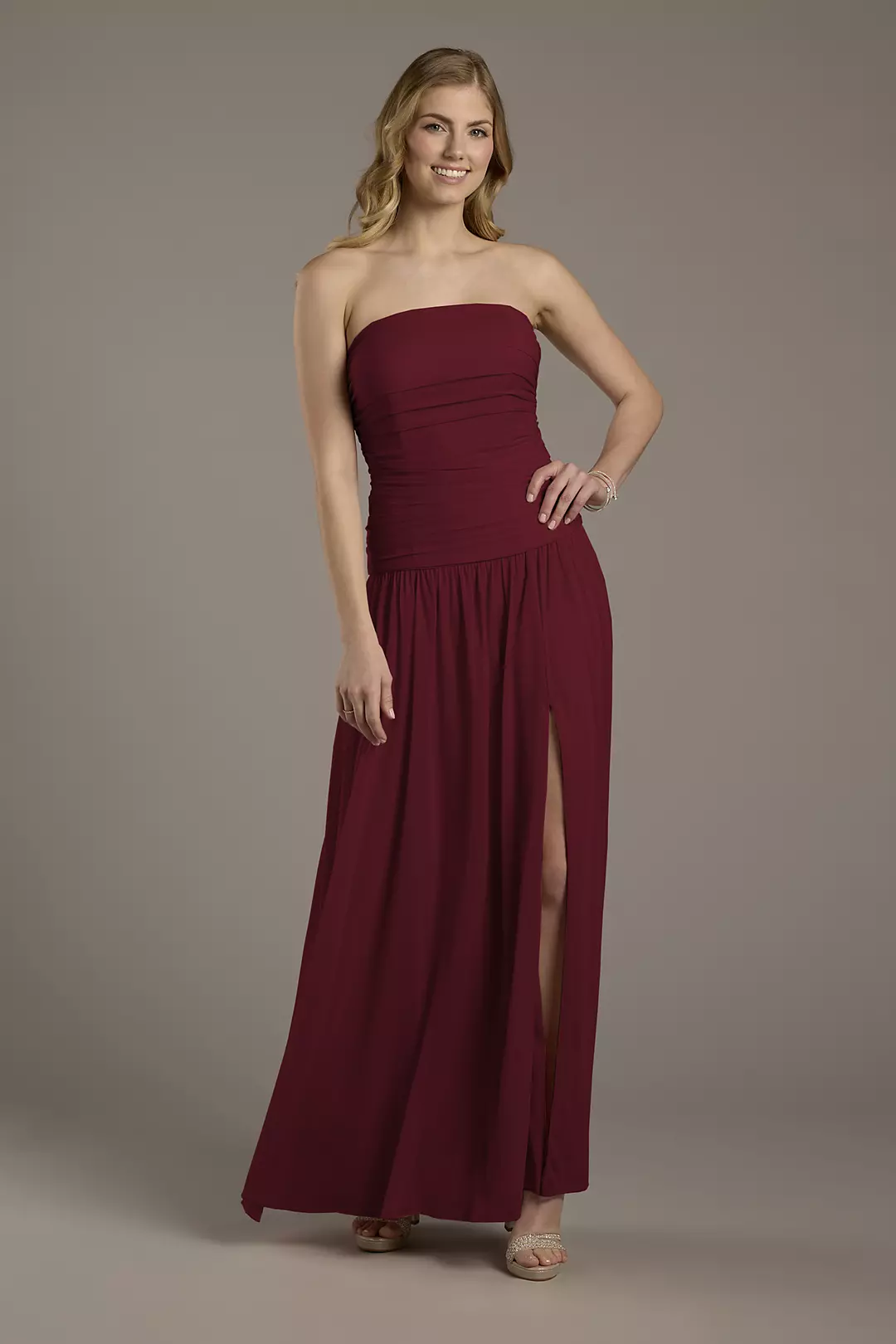 Mesh Strapless Drop Waist Dress - Image 42