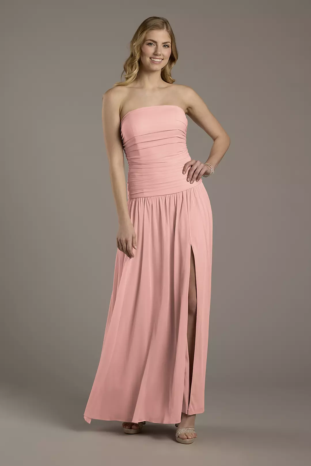 Mesh Strapless Drop Waist Dress - Image 45