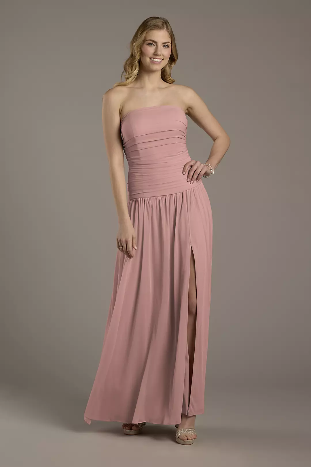 Mesh Strapless Drop Waist Dress - Image 53