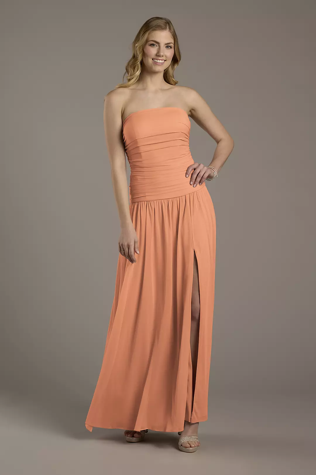 Mesh Strapless Drop Waist Dress - Image 59