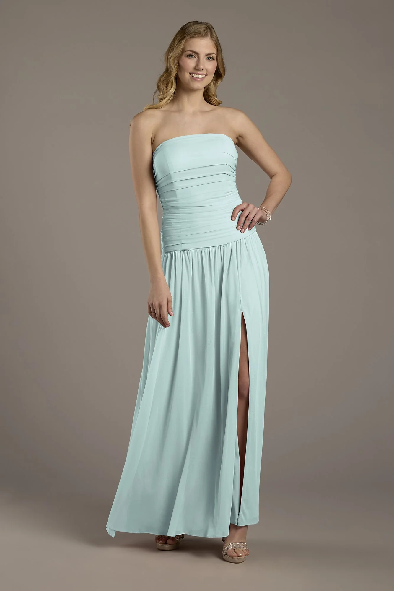 Mesh Strapless Drop Waist Dress - Image 7