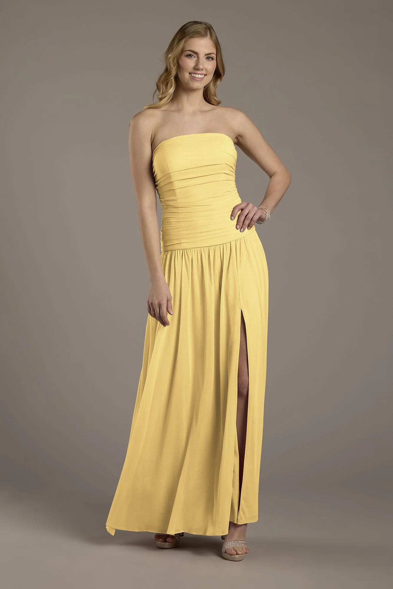 Mesh Strapless Drop Waist Dress - Image 9