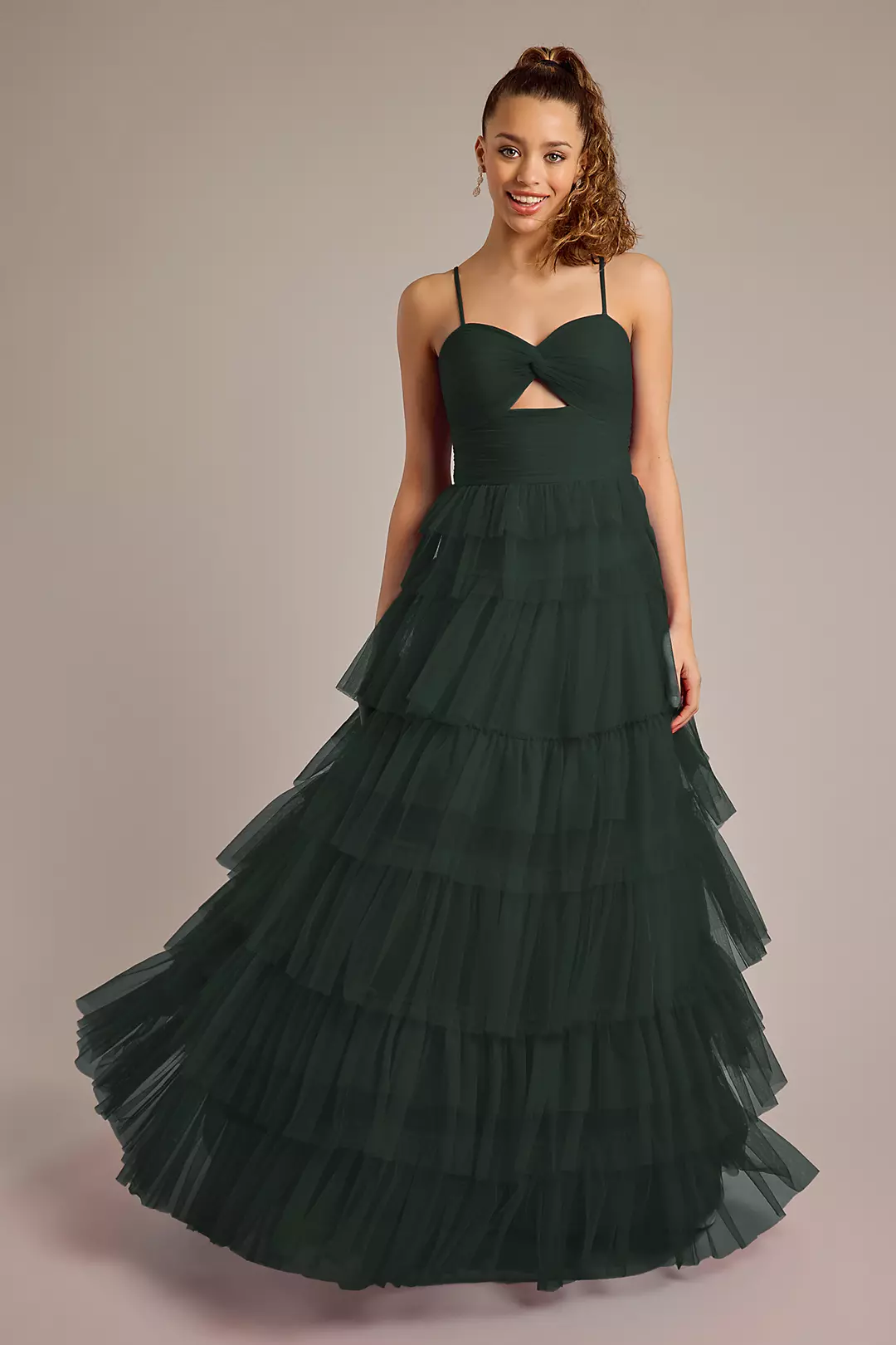 Mesh Tiered A-Line with Bodice Cutout - Image 2