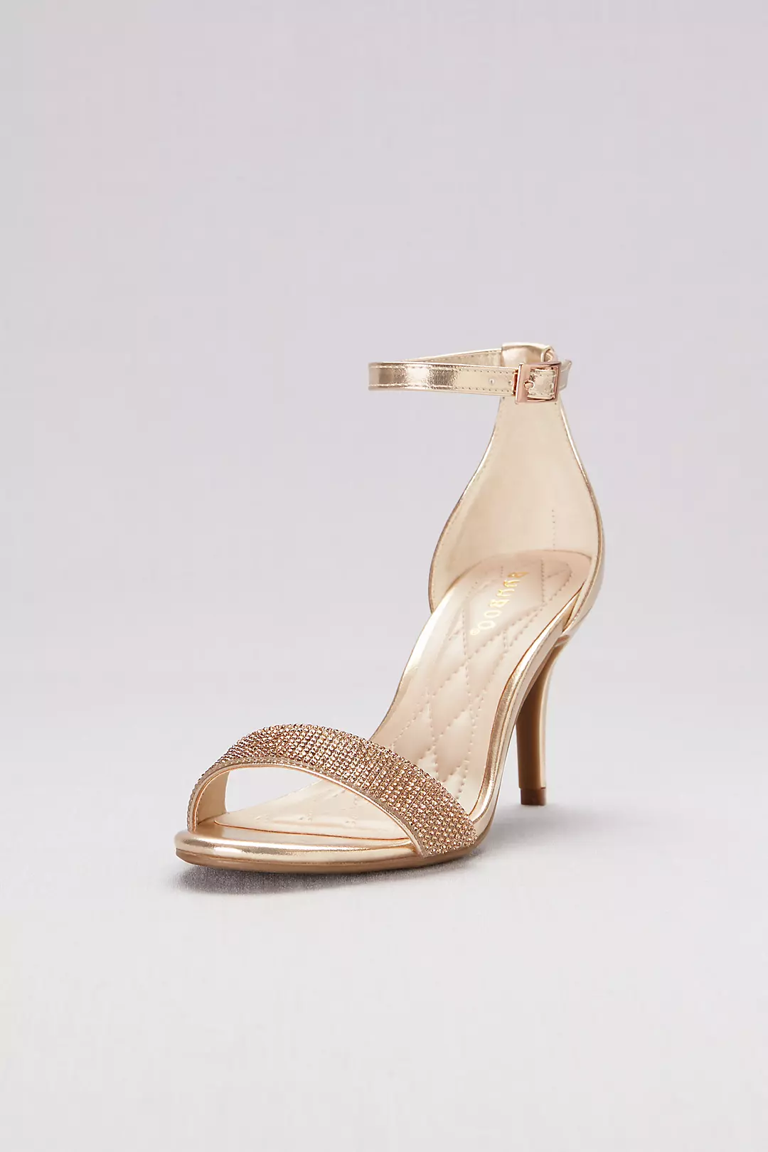 Metallic Ankle-Wrap Mid-Heels with Pave Straps - Image 2
