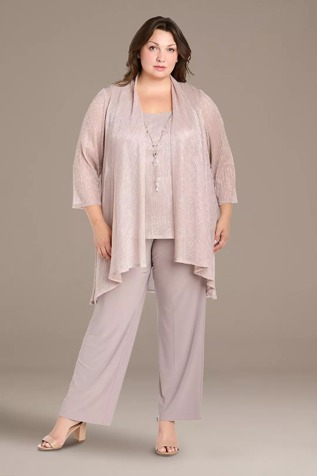 Metallic Crinkle Three-Piece Pantsuit - Image 4