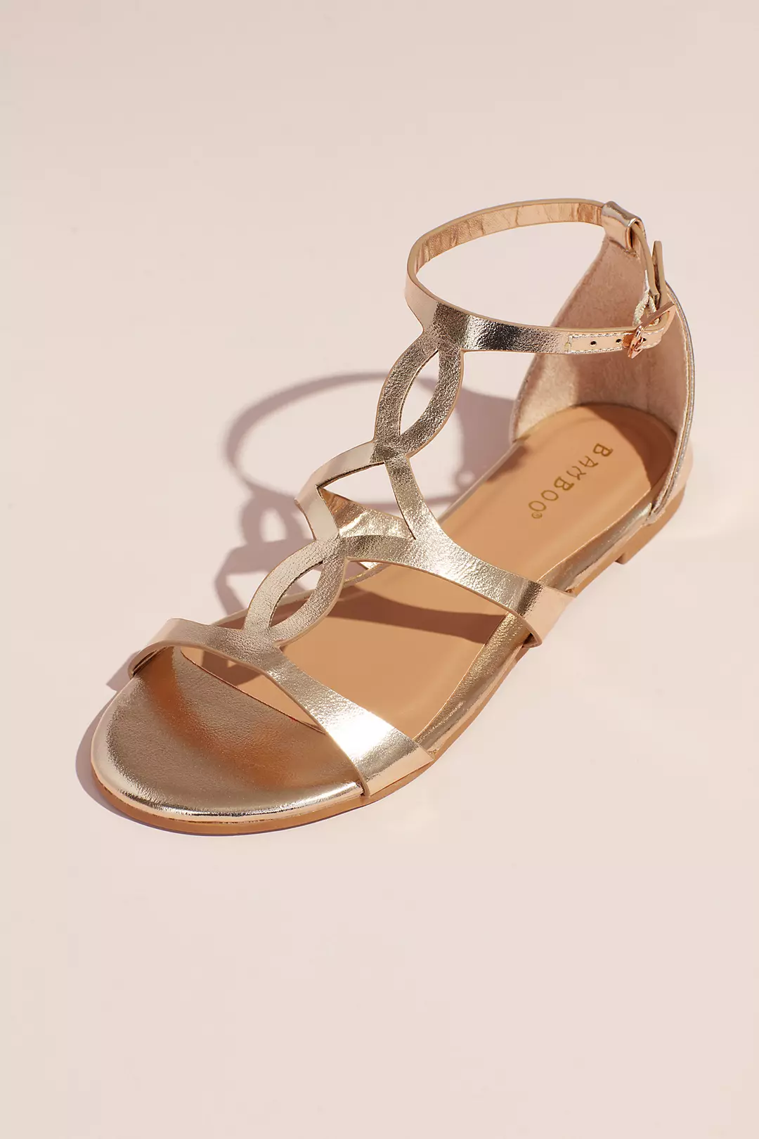 Metallic Flat Sandals with Vamp Cutouts - Image 2