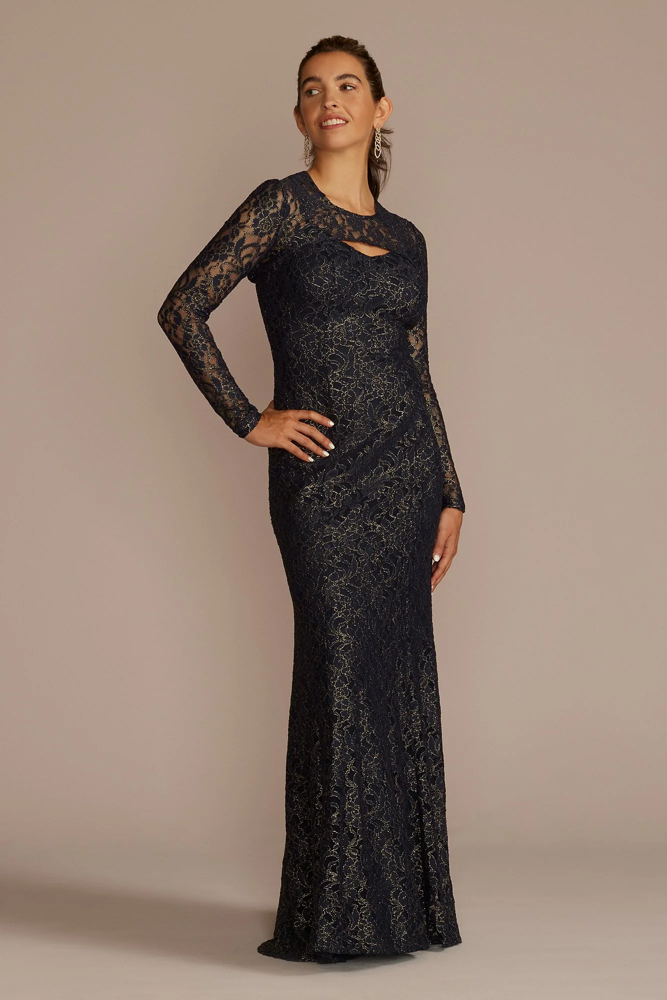 Metallic Foil Lace Mermaid with Cropped Popover