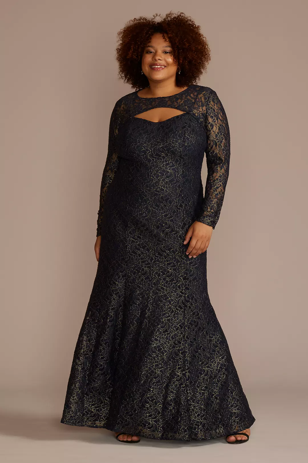 Metallic Foil Lace Mermaid with Cropped Popover - Image 4