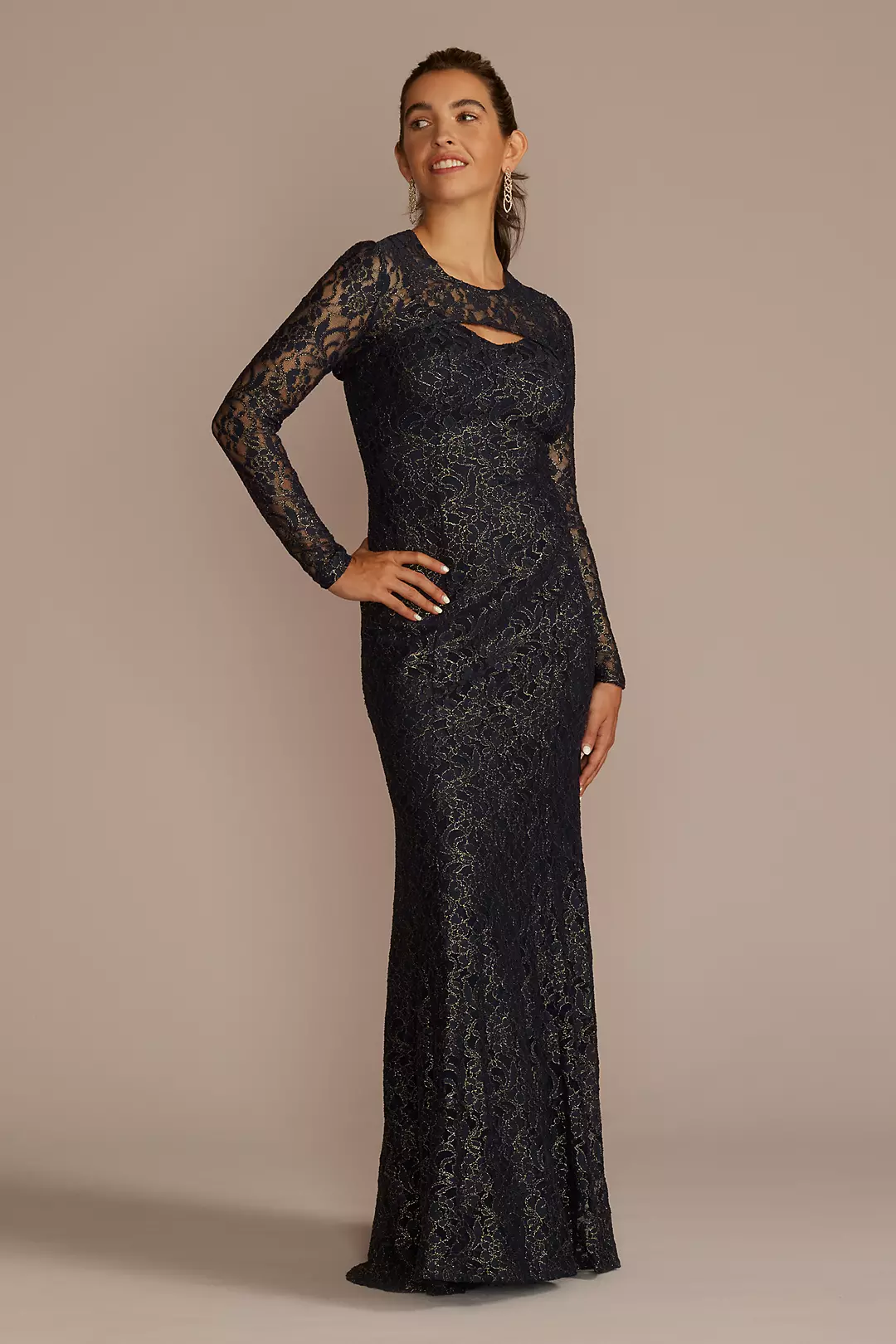 Metallic Foil Lace Mermaid with Cropped Popover - Image 5