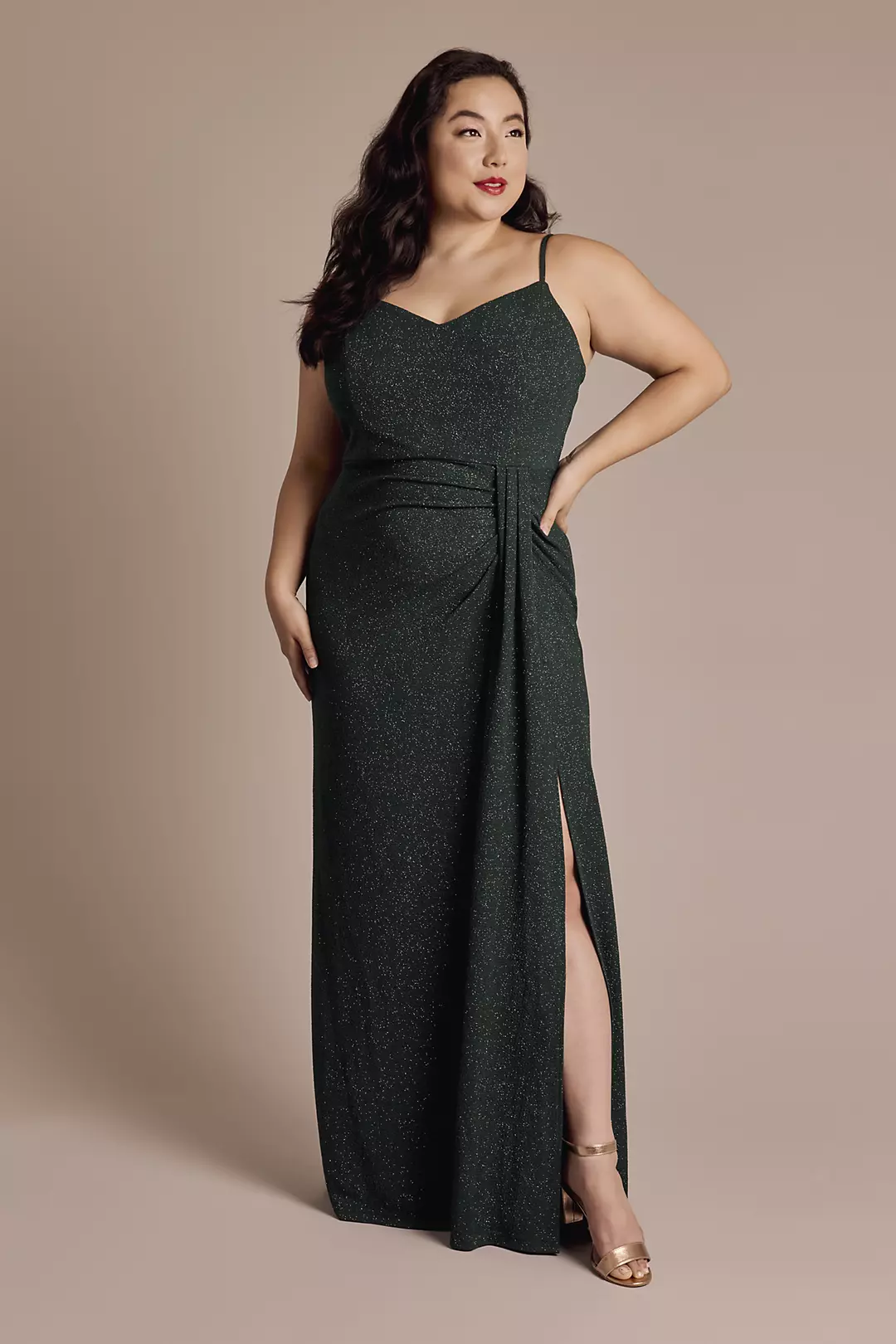 Metallic Knit Ruched V-Neck Sheath Dress - Image 6