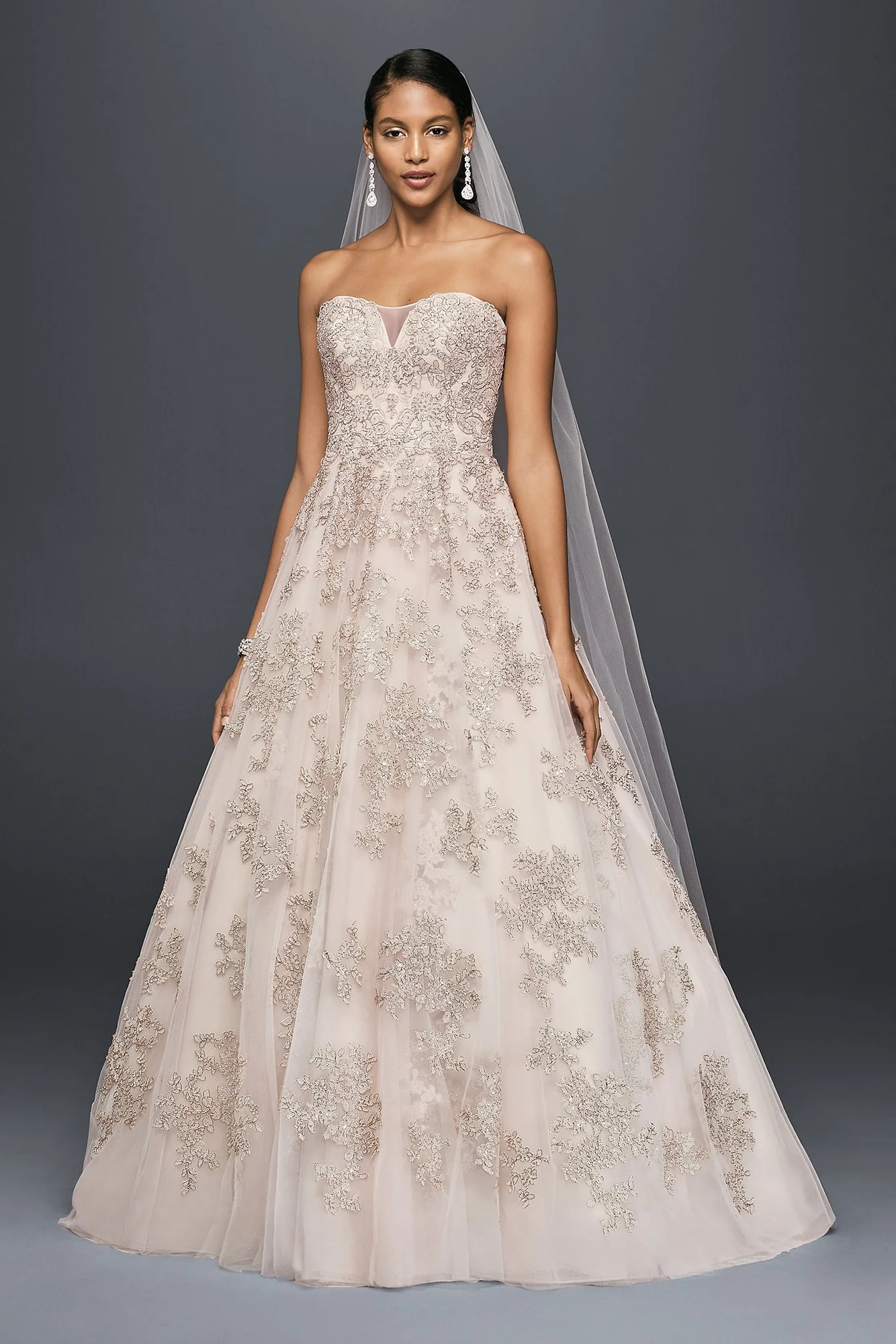 Metallic Lace Applique A-Line Wedding Dress - Image 6